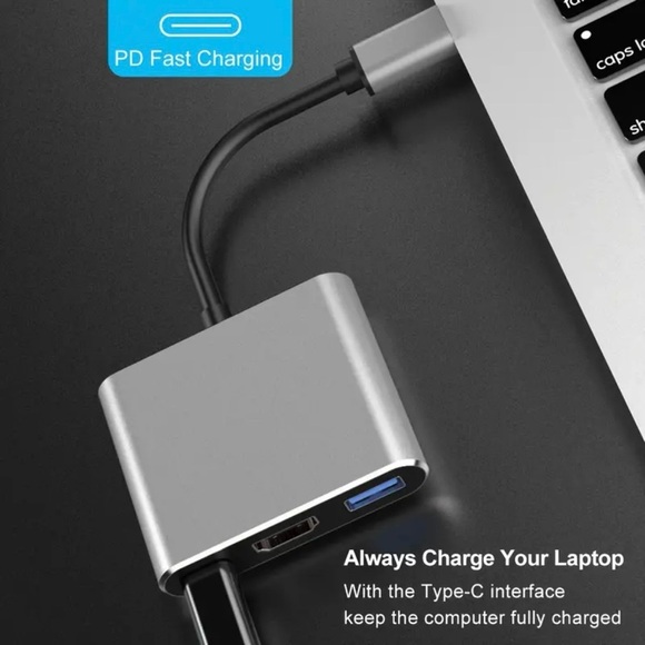 Brand New USB C 3-in-1 Hub Adapter 4K HDMI USB 3.0 PD Charging Multiport Dongle - Picture 3 of 10